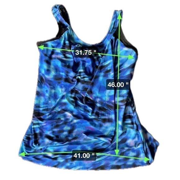 Miraclesuit Ursula 10DD Cups Tankini Layered Shaper Top Slimming Blue 6539427 - Picture 7 of 12